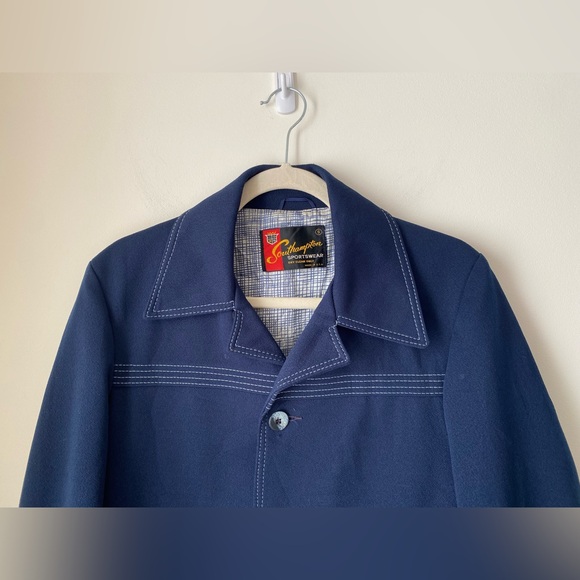 Vintage contrast stitching navy blazer - Picture 7 of 16